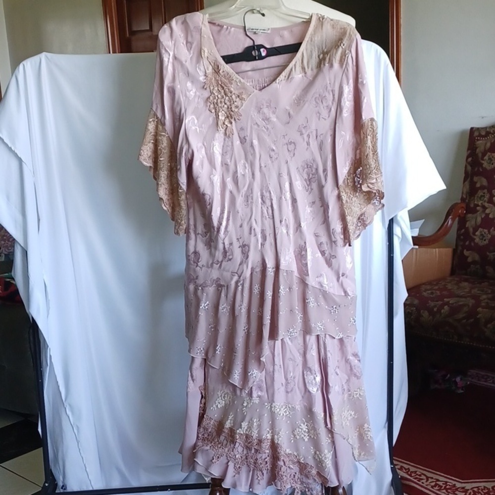 Spencer Alexis | Vintage Top & Skirt Set Boho Fairy Cottagecore, Dusty Rose, 2X